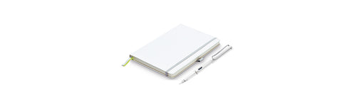 LAMY Safari Fountain Pen with A6-size Softcover Notebook | Shiny White